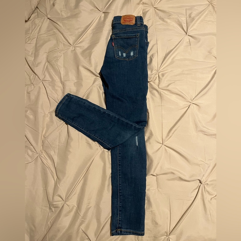 Levi's Kids Dark Blue Distressed Jeans - Picture 3 of 5